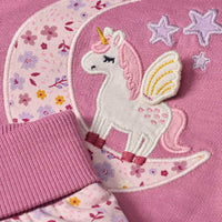 Set mit Hose mit Mitwachsfunktion & Sweatshirt mit Einhorn-Motiv, lila, Gr. 68, 1 St