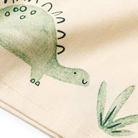 Set bestaande uit shirt met lange mouwen en dinosaurusmotief en broek met meegroeifunctie, beige + groen, maat 56, 1 st.