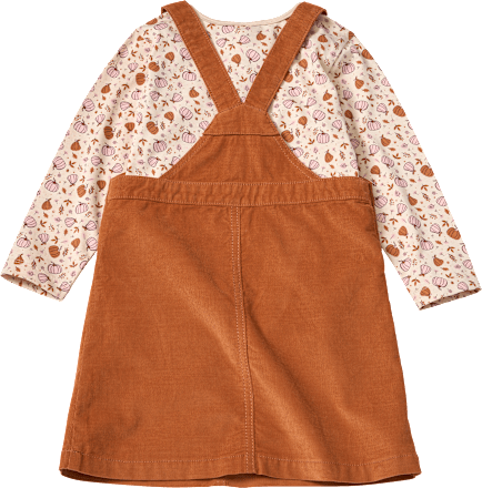 Set mit Langarmshirt mit Kürbis-Muster & Cord-Latzkleid, braun + rosa, Gr. 104, 1 St ALANA