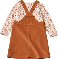 Set mit Langarmshirt mit Kürbis-Muster & Cord-Latzkleid, braun + rosa, Gr. 104, 1 St ALANA