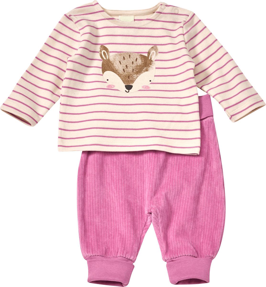 ALANA Set mit Langarmshirt mit Pinguin-Motiv & Hose mit Mitwachsfunktion, rosa + blau, Gr. 68, 1 St