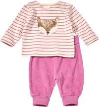 ALANA Set mit Langarmshirt mit Pinguin-Motiv & Hose mit Mitwachsfunktion, rosa + blau, Gr. 68, 1 St