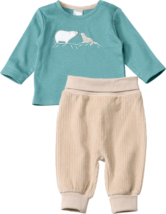Set mit Langarmshirt & Hose aus Velours, blau + beige, Gr. 62, 1 St