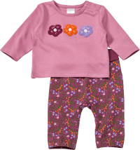 ALANA Set mit Langarmshirt & Hose mit Blüten-Applikation, lila, Gr. 56, 1 St