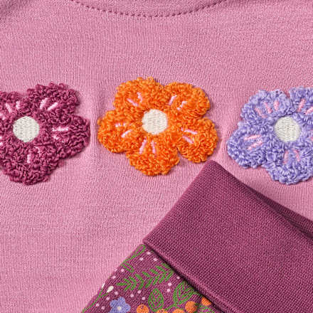 Set mit Langarmshirt & Hose mit Blüten-Applikation, lila, Gr. 68, 1 St