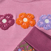 Set mit Langarmshirt & Hose mit Blüten-Applikation, lila, Gr. 68, 1 St