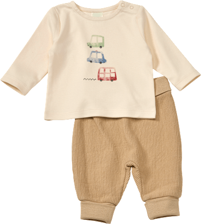 Set mit Langarmshirt & Hose mit Mitwachsfunktion, beige, Gr. 68, 1 St