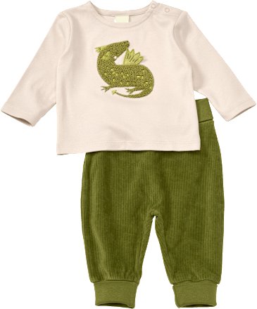 Set mit Langarmshirt & Hose mit Mitwachsfunktion, grün, Gr. 68, 1 St