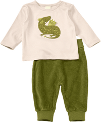 Set mit Langarmshirt & Hose mit Mitwachsfunktion, grün, Gr. 68, 1 St