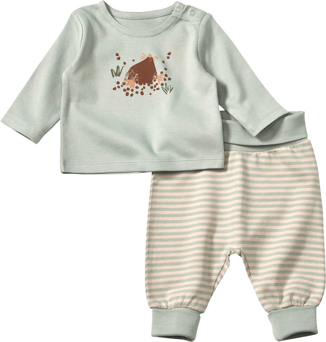 ALANA Set mit Langarmshirt & Hose mit Mitwachsfunktion, grün & beige, Gr. 56, 1 St