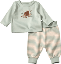 ALANA Set mit Langarmshirt & Hose mit Mitwachsfunktion, grün & beige, Gr. 56, 1 St