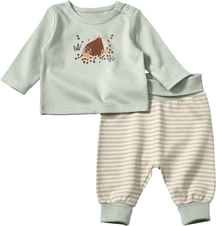 Set mit Langarmshirt & Hose mit Mitwachsfunktion, grün & beige, Gr. 56, 1 St