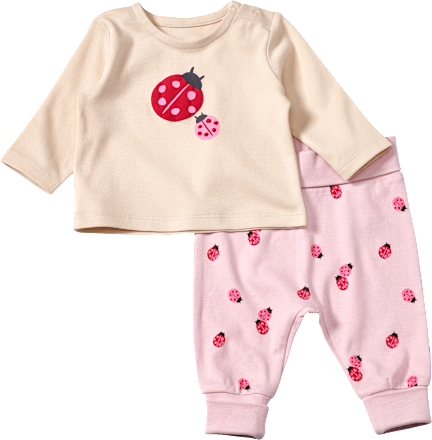 Set mit Langarmshirt & Hose mit Mitwachsfunktion, rosa & beige, Gr. 56, 1 St