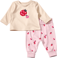 Set mit Langarmshirt & Hose mit Mitwachsfunktion, rosa & beige, Gr. 62, 1 St