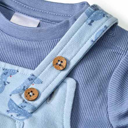 Set mit Langarmshirt & Latzhose mit Drachen-Muster, blau, Gr. 62, 1 St