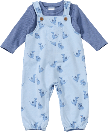 Set mit Langarmshirt & Latzhose mit Drachen-Muster, blau, Gr. 62, 1 St