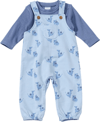 Set mit Langarmshirt & Latzhose mit Drachen-Muster, blau, Gr. 62, 1 St
