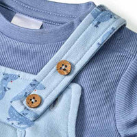 Set mit Langarmshirt & Latzhose mit Drachen-Muster, blau, Gr. 68, 1 St