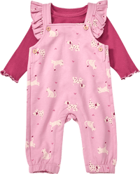ALANA Set mit Langarmshirt & Latzhose mit Hunde-Katzen-Muster, rosa, Gr. 68, 1 St