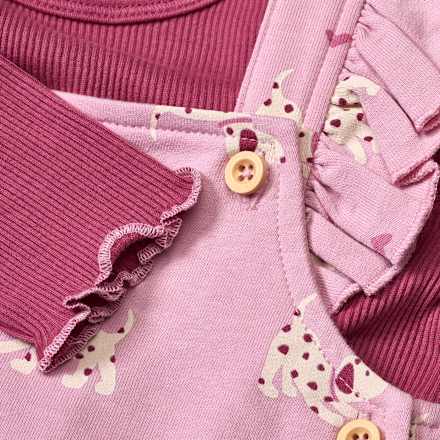 Set mit Langarmshirt & Latzhose mit Hunde-Katzen-Muster, rosa, Gr. 68, 1 St
