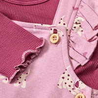 Set mit Langarmshirt & Latzhose mit Hunde-Katzen-Muster, rosa, Gr. 68, 1 St