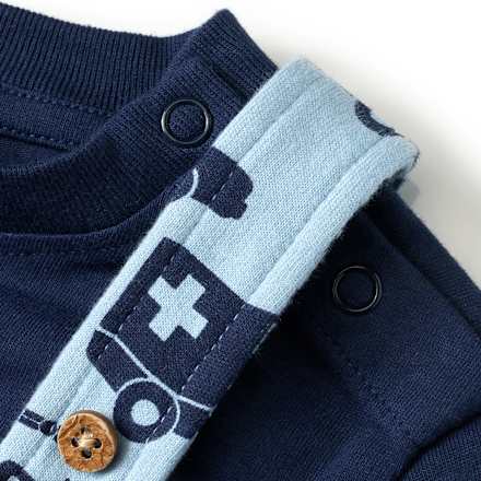 Set mit Latzhose mit Einsatzfahrzeug-Muster & Langarmshirt, blau, Gr. 74, 1 St ALANA