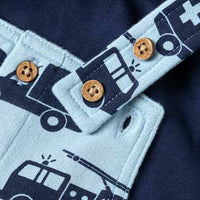 Set mit Latzhose mit Einsatzfahrzeug-Muster & Langarmshirt, blau, Gr. 74, 1 St ALANA