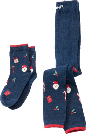 Set mit Leggings und Socken mit Weihnachts-Motiv, blau, Gr. 110/116, 1 St