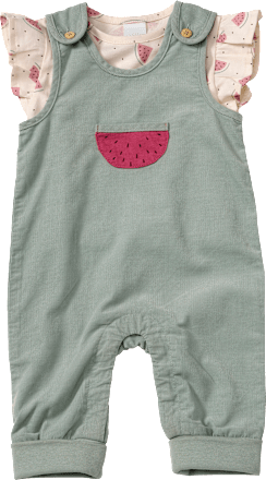 Set mit Shirt mit Melonen-Muster & Latzhose, grün & rosa, Gr. 68, 1 St