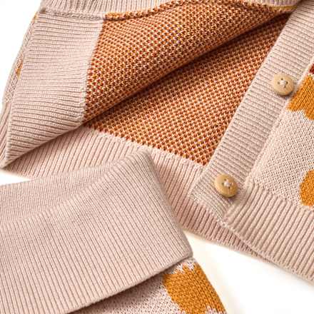 Set mit Strickjacke & Strickhose mit Mitwachsfunktion & Apfel-Muster, beige, Gr. 62, 1 St