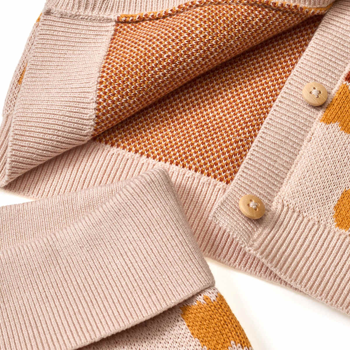 ALANA Set mit Strickjacke & Strickhose mit Mitwachsfunktion & Apfel-Muster, beige, Gr. 68, 1 St