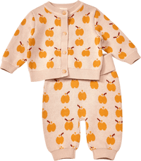 ALANA Set mit Strickjacke & Strickhose mit Mitwachsfunktion & Apfel-Muster, beige, Gr. 68, 1 St