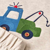Set mit Sweatshirt mit Fahrzeug-Stickerei & Jogginghose, beige, Gr. 86, 1 St