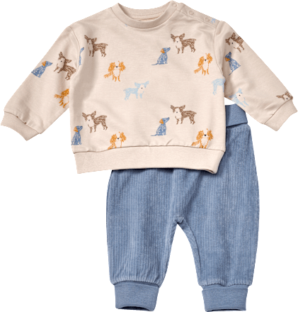 ALANA Set mit Sweatshirt mit Hunde-Muster & Velours-Hose, blau, Gr. 68, 1 St