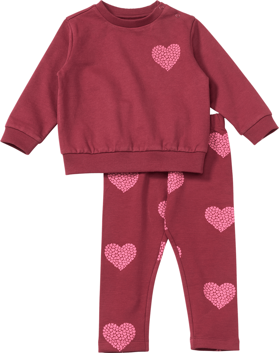 Set mit Sweatshirt und Hose mit Herz-Muster, rot, Gr. 104, 1 St