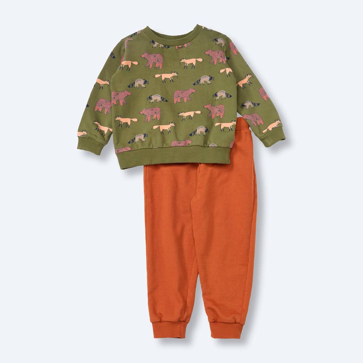 ALANA Set mit Sweatshirt und Jogginghose mit Waldtier-Muster, grün, Gr. 104, 1 St