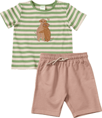Set mit T-Shirt mit Erdmännchen-Motiv & Shorts, grün + braun, Gr. 80, 1 St