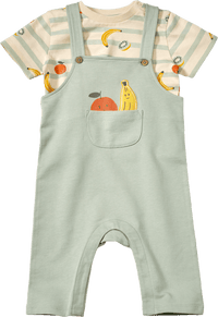ALANA Set mit T-Shirt und Latzhose mit Obst-Muster, grün, Gr. 74, 1 St