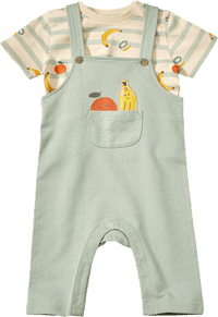 Set mit T-Shirt und Latzhose mit Obst-Muster, grün, Gr. 80, 1 St