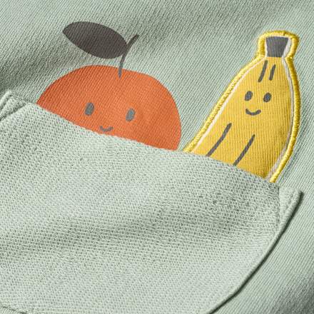 Set mit T-Shirt und Latzhose mit Obst-Muster, grün, Gr. 80, 1 St