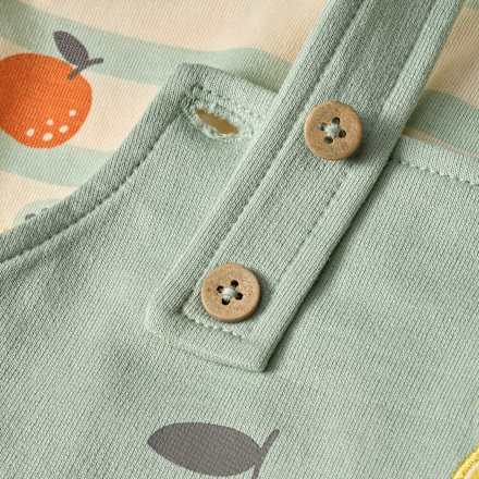 Set mit T-Shirt und Latzhose mit Obst-Muster, grün, Gr. 80, 1 St