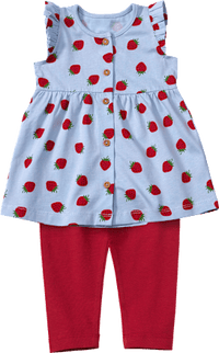 Set mit Tunika und Leggings & Erdbeeren-Muster, blau + rot, Gr. 80, 1 St