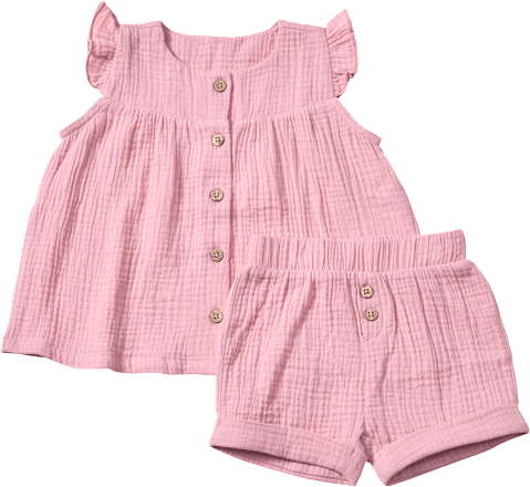 Set mit Tunika und Shorts aus Musselin, rosa, Gr. 86, 1 St
