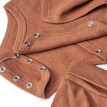 Set mit Wickelbody, Hose & Halstuch in Waffel-Struktur, braun, Gr. 50/56, 1 St