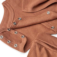 Set mit Wickelbody, Hose & Halstuch in Waffel-Struktur, braun, Gr. 50/56, 1 St
