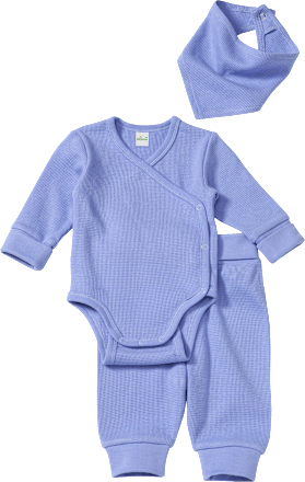 Set mit Wickelbody, Hose & Halstuch in Waffel-Struktur, lila, Gr. 50/56, 1 St