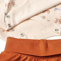 Set mit Wickelbody und Hose, beige + braun, Gr. 50/56, 1 St