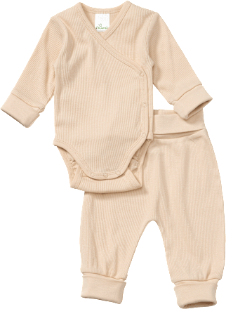Set mit Wickelbody & Hose in Waffel-Struktur, beige, Gr. 62/68, 1 St