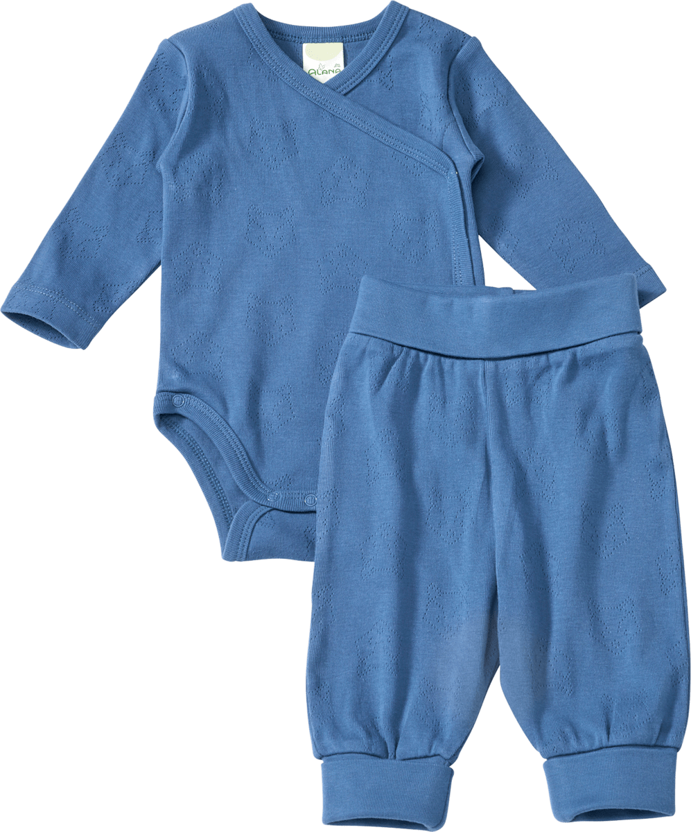 Set mit Wickelbody & Hose mit Fuchs-Muster, blau, Gr. 50/56, 1 St