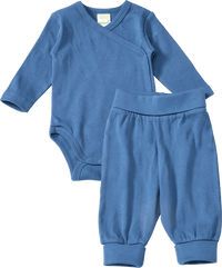 Set mit Wickelbody & Hose mit Fuchs-Muster, blau, Gr. 50/56, 1 St